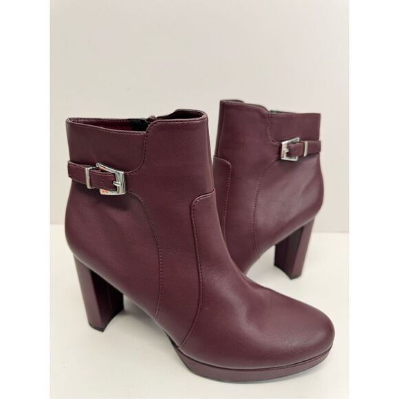 Naturalizer Boots Size 9.5 Burgundy Platform High Heel Ankle Booties NEW - Picture 4 of 10